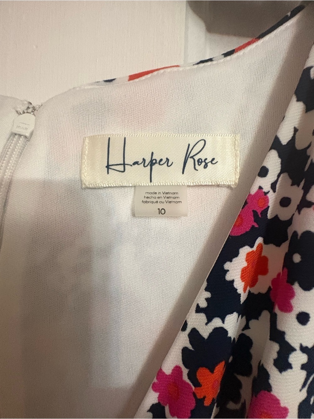 Floral Surplice Midi Dress in White, Black & Pink by Lularoe Rae - Picture 3 of 10